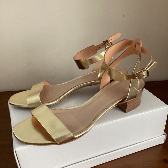 J.crew gold metallic leather ankle strap sandal - Picture 3 of 9